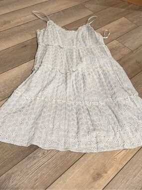 Sim & Sam Light Blue Eyelet Mini Dress